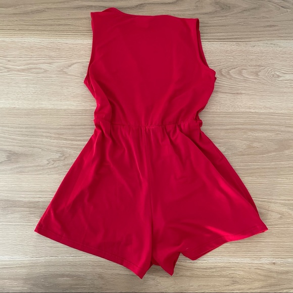 Red Deep-V Charleston Boutique Romper - Picture 2 of 4